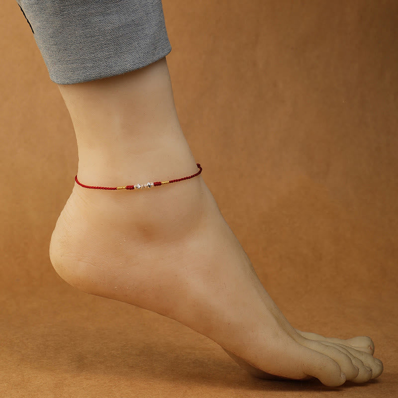 925 Sterling Silver String Protection Luck Ultra-Thin Braided Bracelet Anklet