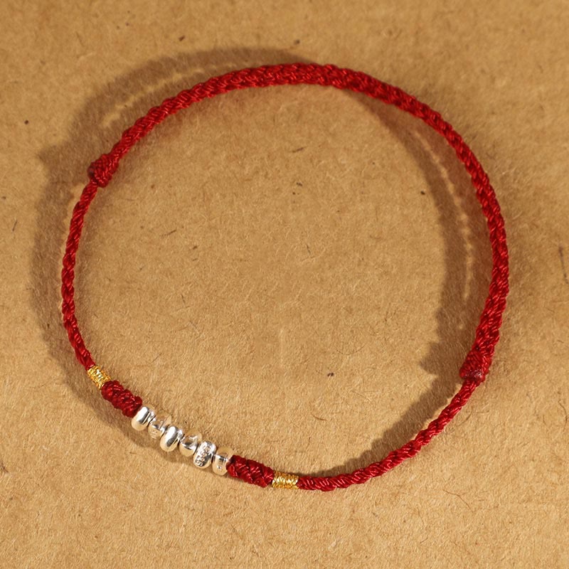 925 Sterling Silver String Protection Luck Ultra-Thin Braided Bracelet Anklet