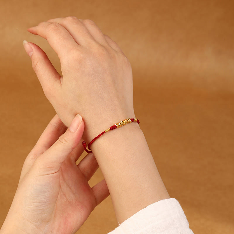 999 Gold Small Pieces String Protection Luck Ultra-Thin Braided Bracelet
