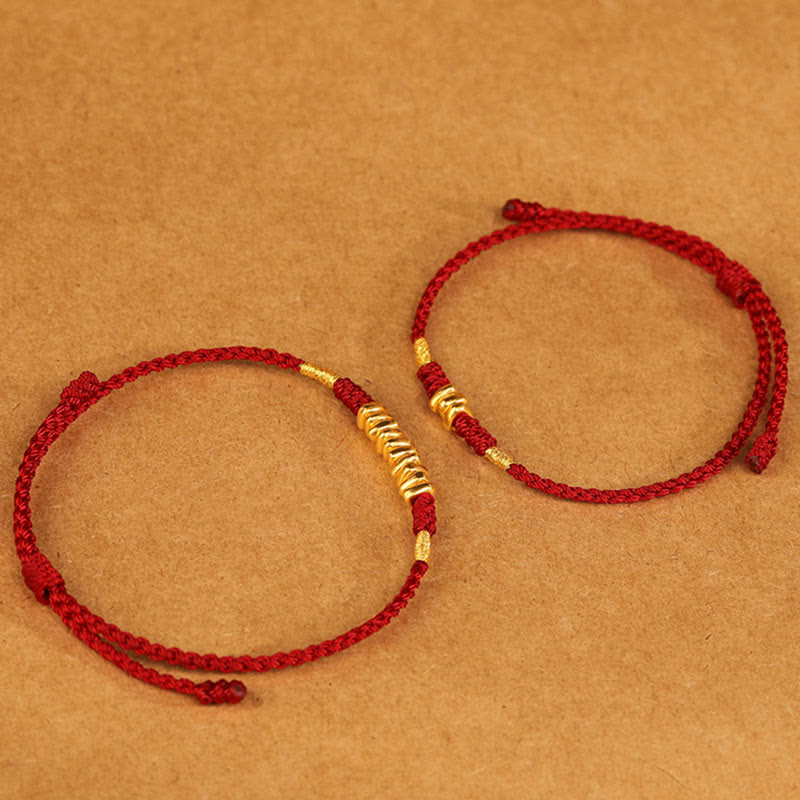 999 Gold Small Pieces String Protection Luck Ultra-Thin Braided Bracelet