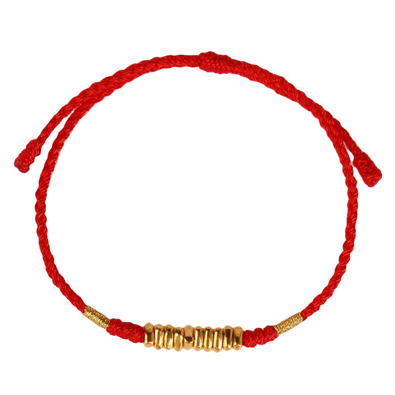 999 Gold Small Pieces String Protection Luck Ultra-Thin Braided Bracelet