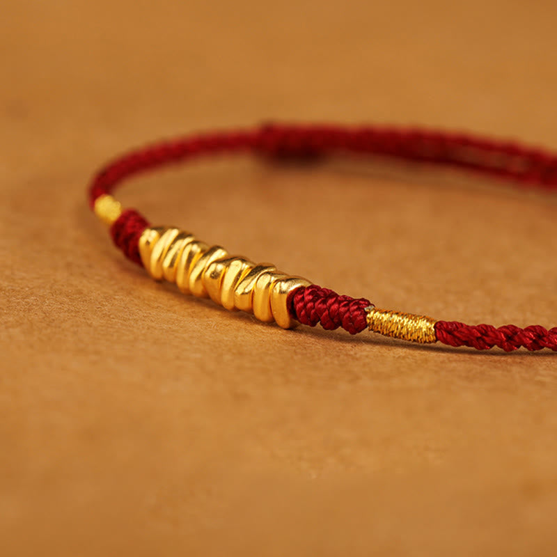999 Gold Small Pieces String Protection Luck Ultra-Thin Braided Bracelet