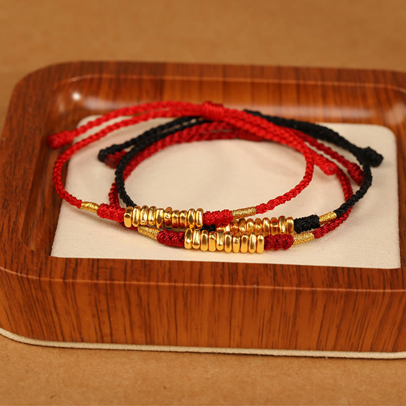 999 Gold Small Pieces String Protection Luck Ultra-Thin Braided Bracelet