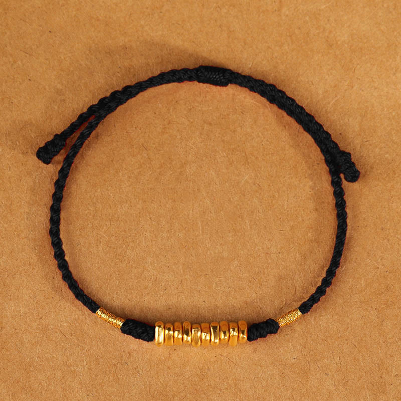 999 Gold Small Pieces String Protection Luck Ultra-Thin Braided Bracelet