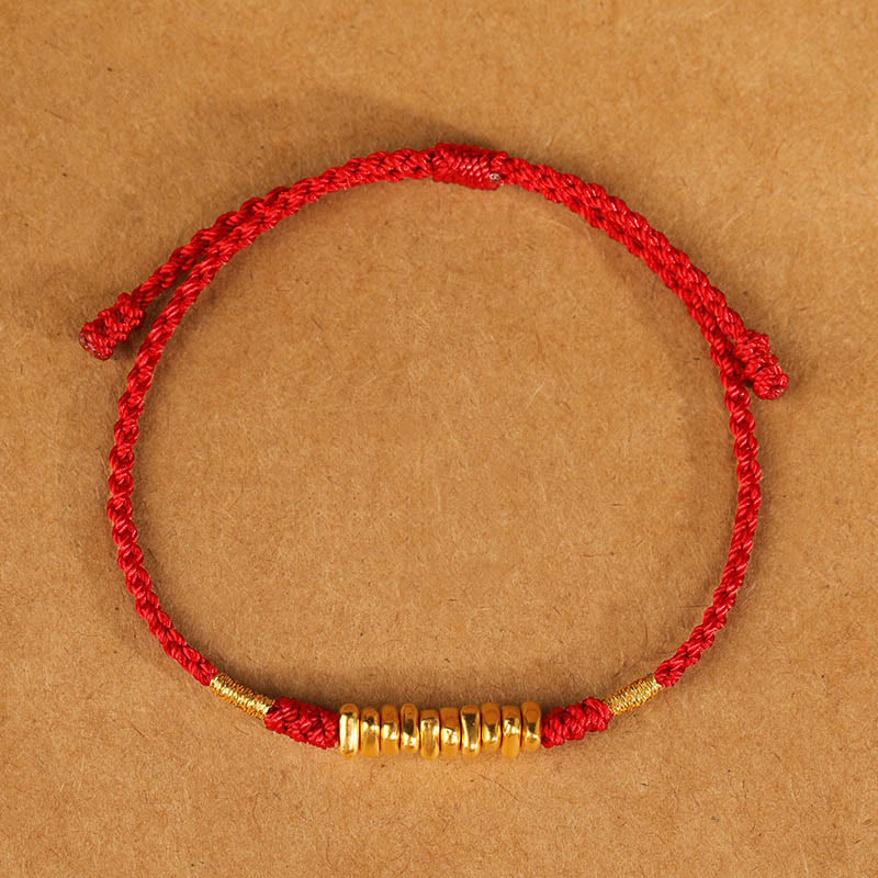 999 Gold Small Pieces String Protection Luck Ultra-Thin Braided Bracelet