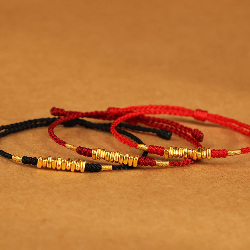 999 Gold Small Pieces String Protection Luck Ultra-Thin Braided Bracelet