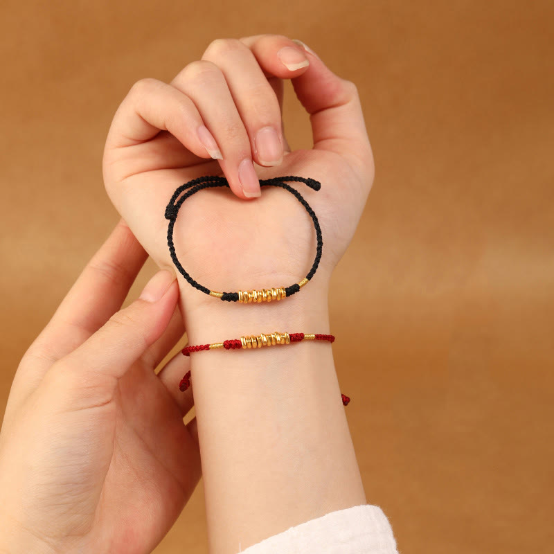 999 Gold Small Pieces String Protection Luck Ultra-Thin Braided Bracelet