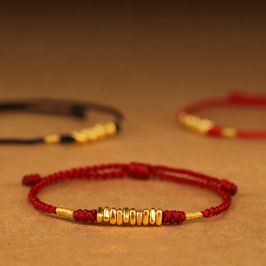 999 Gold Small Pieces String Protection Luck Ultra-Thin Braided Bracelet