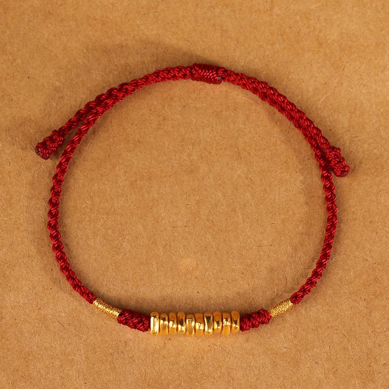 999 Gold Small Pieces String Protection Luck Ultra-Thin Braided Bracelet