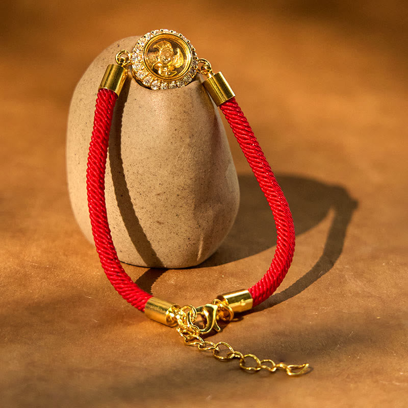 Red String Copper Brass Rotatable Windmill Feng Sheng Shui Qi Protection Braided Bracelet