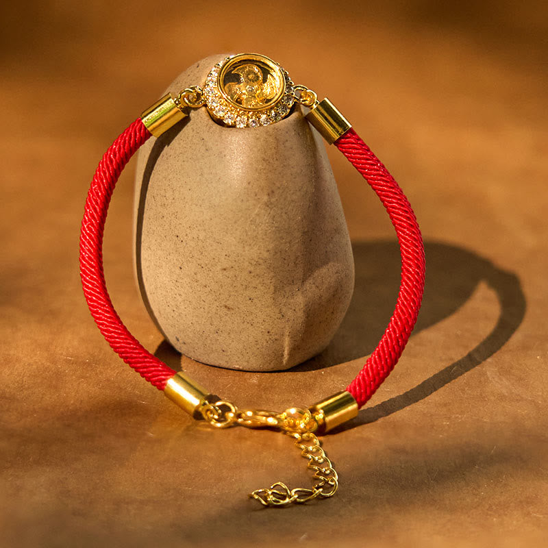Red String Copper Brass Rotatable Windmill Feng Sheng Shui Qi Protection Braided Bracelet