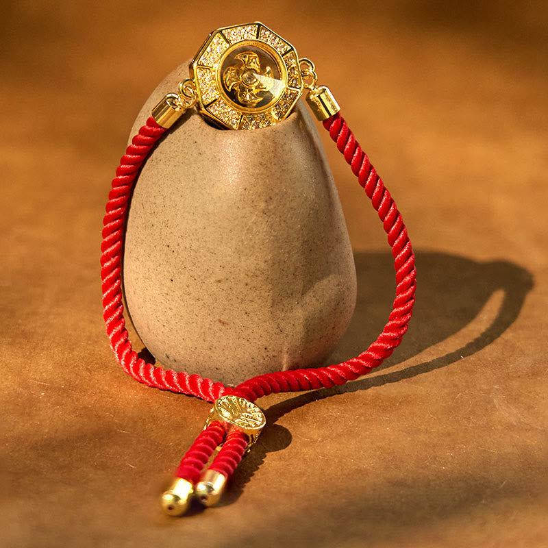 Copper Brass Rotatable Windmill Feng Sheng Shui Qi Red String Faith Braided Bracelet