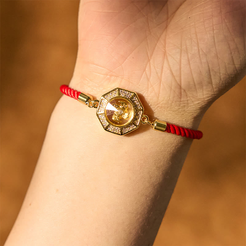 Copper Brass Rotatable Windmill Feng Sheng Shui Qi Red String Faith Braided Bracelet