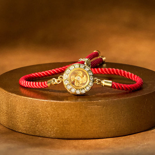Copper Brass Feng Sheng Shui Qi Rotatable Windmill Red String Faith Braided Bracelet