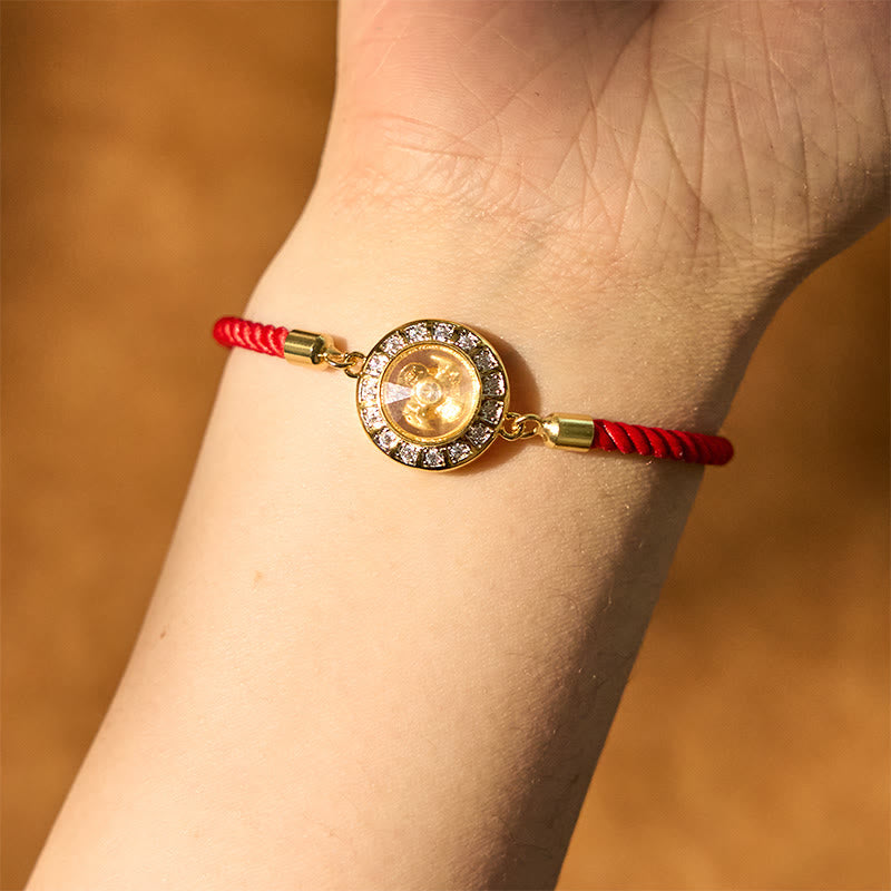Copper Brass Feng Sheng Shui Qi Rotatable Windmill Red String Faith Braided Bracelet