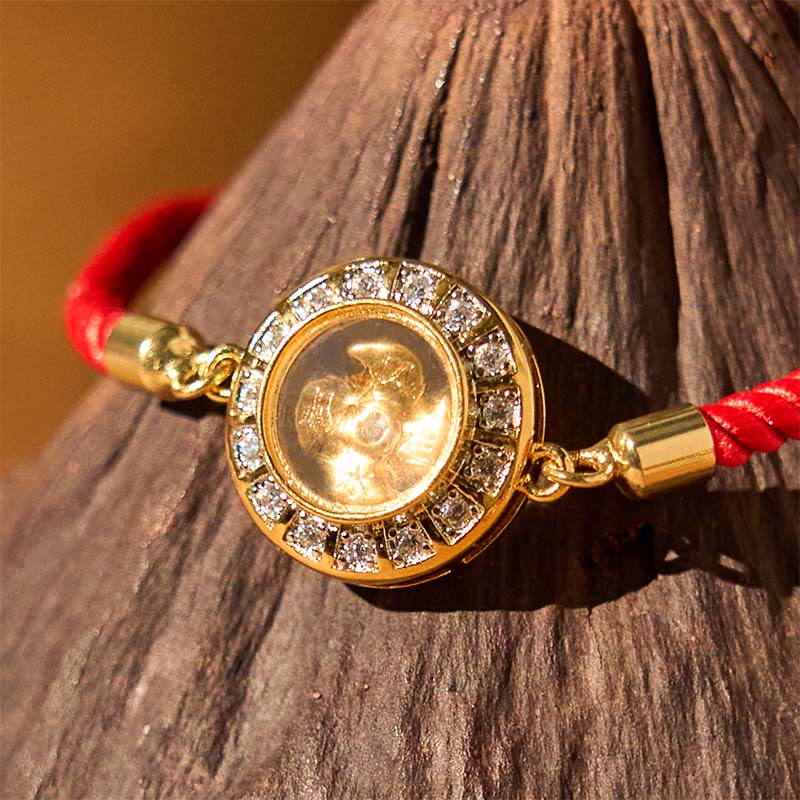 Copper Brass Feng Sheng Shui Qi Rotatable Windmill Red String Faith Braided Bracelet