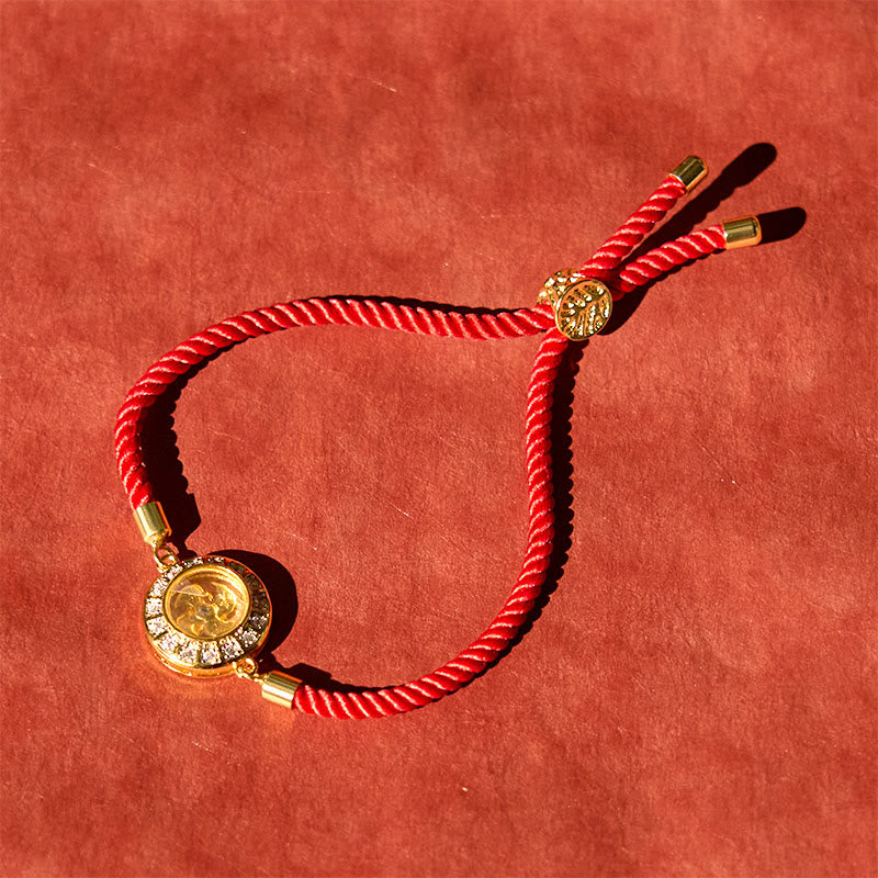 Copper Brass Feng Sheng Shui Qi Rotatable Windmill Red String Faith Braided Bracelet