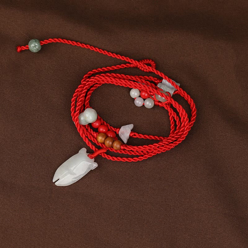 Chinese Zodiac Peach Wood Blessing Red String Belly Chain