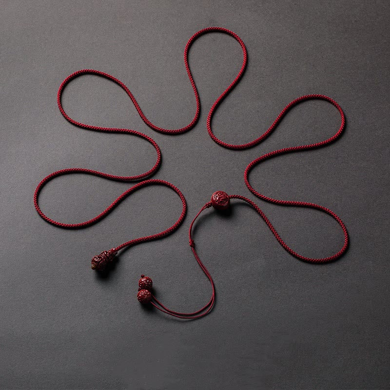 Natural Cinnabar Chinese Zodiac Gourd Calm Blessing Red String Belly Chain
