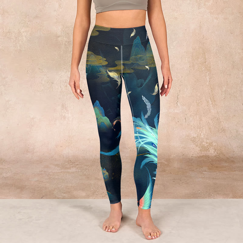 Mountains Phoenix Feather Exercise Leggings Women's Yoga Pants