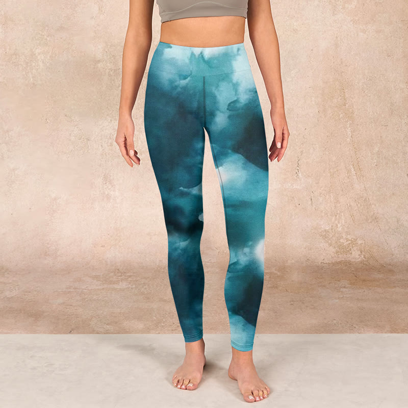 Dark Green Cloud Gym Leggings Women's Yoga Pants