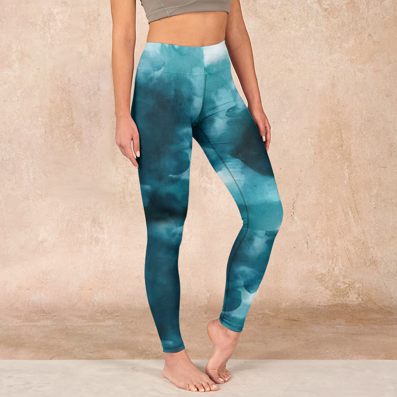 Dark Green Cloud Gym Leggings Women's Yoga Pants
