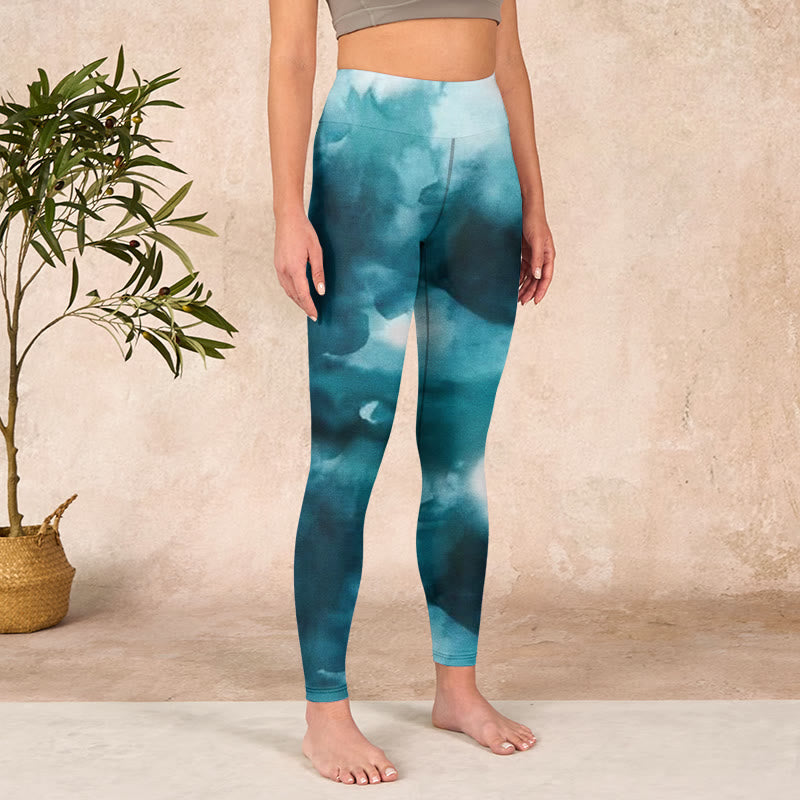 Dark Green Cloud Gym Leggings Women's Yoga Pants