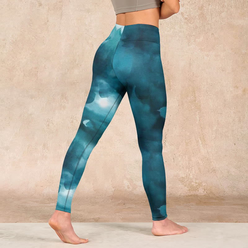 Dark Green Cloud Gym Leggings Women's Yoga Pants