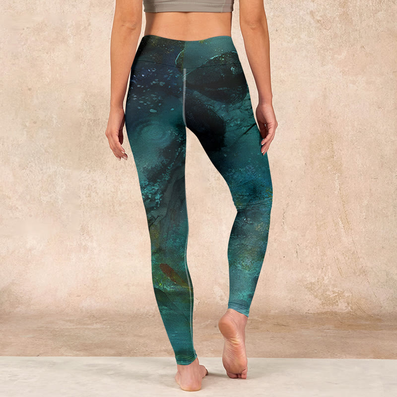 Pond Koi Fish Rocks Print Sports Leggings Women's Yoga Pants