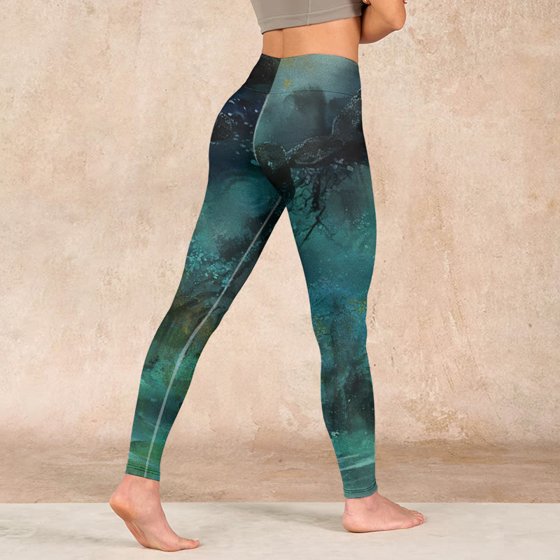 Pond Koi Fish Rocks Print Sports Leggings Women's Yoga Pants