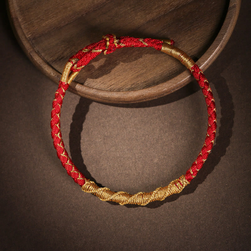 Tibetan Colorful Gold Thread Dragon Scale Knot Protection Braided Bracelet