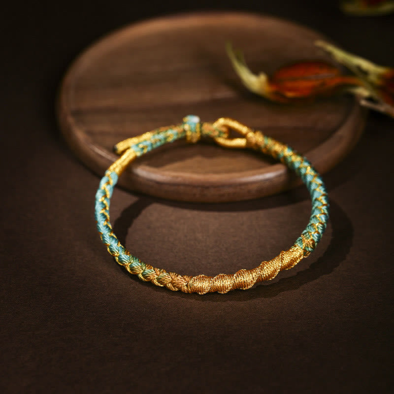 Tibetan Colorful Gold Thread Dragon Scale Knot Protection Braided Bracelet