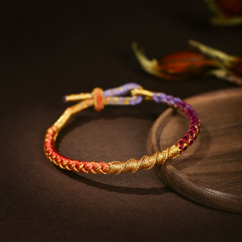 Tibetan Colorful Gold Thread Dragon Scale Knot Protection Braided Bracelet