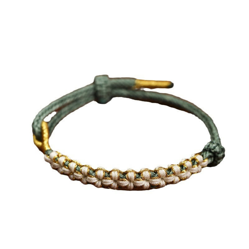 Tibetan Gold Thread Colorful Peach Blossom Knot Connection Braided Bracelet