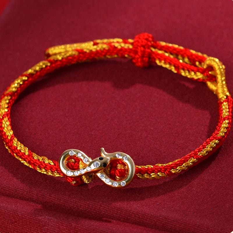 Red String Mobius Strip Year Of The Snake Luck Braided Bracelet