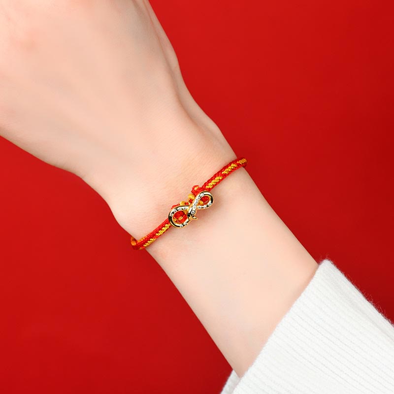 Red String Mobius Strip Year Of The Snake Luck Braided Bracelet