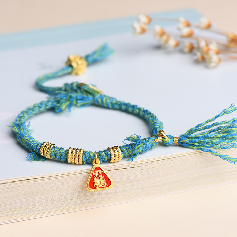 Tibetan String Zakiram Goddess Of Wealth Flower Tassel Protection Bracelet