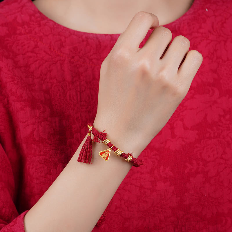 Tibetan String Zakiram Goddess Of Wealth Flower Tassel Protection Bracelet
