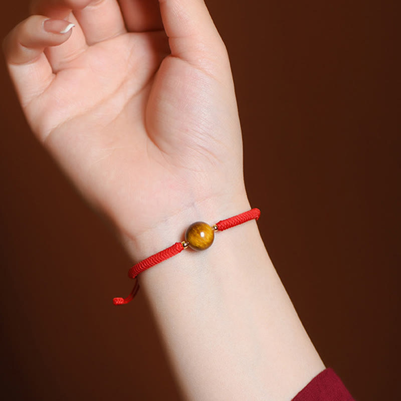 Handmade Tiger Eye Bead Luck Protection Rope Bracelet