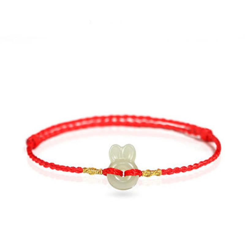 Hetian Jade Cute Rabbit String Luck Bracelet