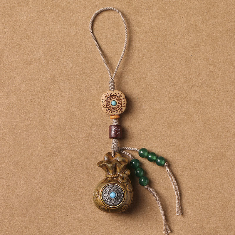 Sandalwood Small Leaf Red Sandalwood Green Sandalwood Om Mani Padme Hum Calm Key Chain Phone Hanging Decoration