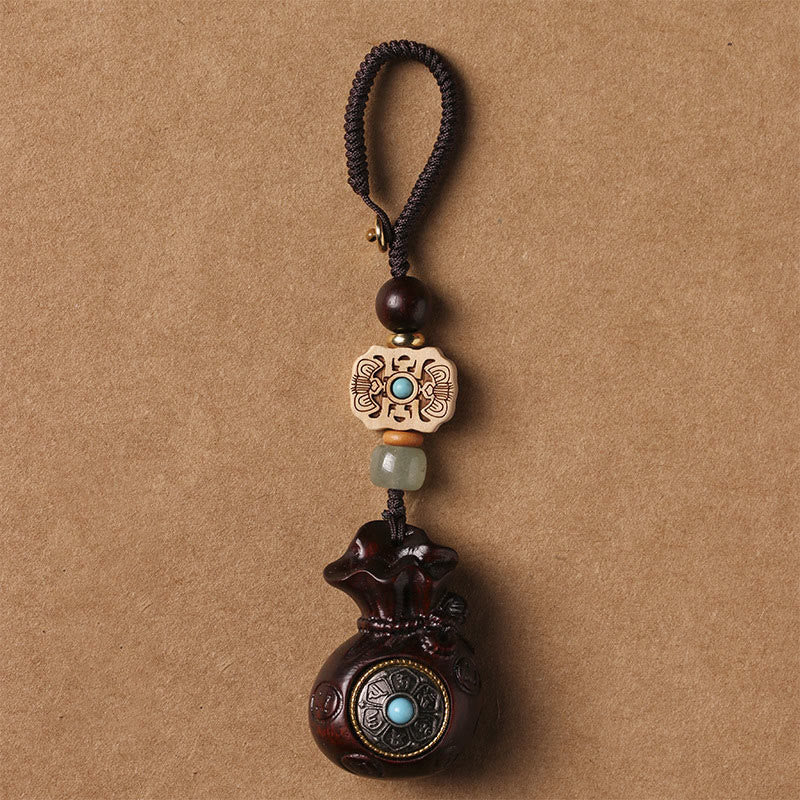 Sandalwood Small Leaf Red Sandalwood Green Sandalwood Om Mani Padme Hum Calm Key Chain Phone Hanging Decoration