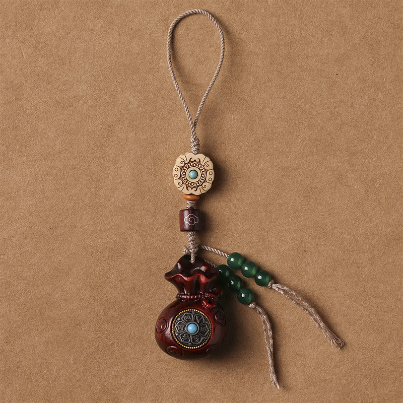 Sandalwood Small Leaf Red Sandalwood Green Sandalwood Om Mani Padme Hum Calm Key Chain Phone Hanging Decoration