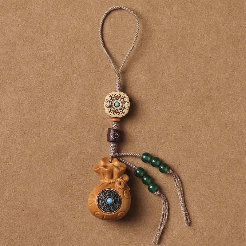 Sandalwood Small Leaf Red Sandalwood Green Sandalwood Om Mani Padme Hum Calm Key Chain Phone Hanging Decoration