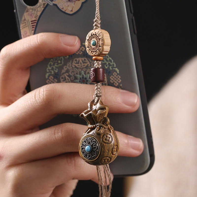 Sandalwood Small Leaf Red Sandalwood Green Sandalwood Om Mani Padme Hum Calm Key Chain Phone Hanging Decoration