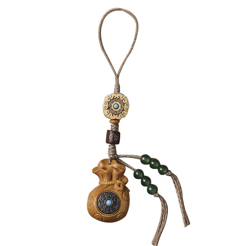 Sandalwood Small Leaf Red Sandalwood Green Sandalwood Om Mani Padme Hum Calm Key Chain Phone Hanging Decoration