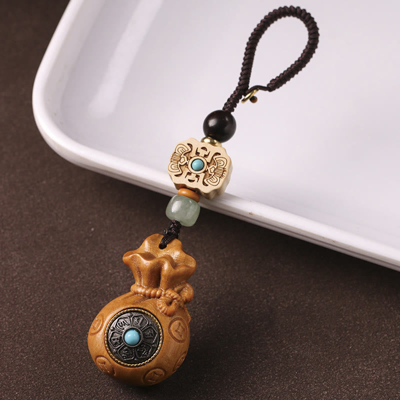 Sandalwood Small Leaf Red Sandalwood Green Sandalwood Om Mani Padme Hum Calm Key Chain Phone Hanging Decoration
