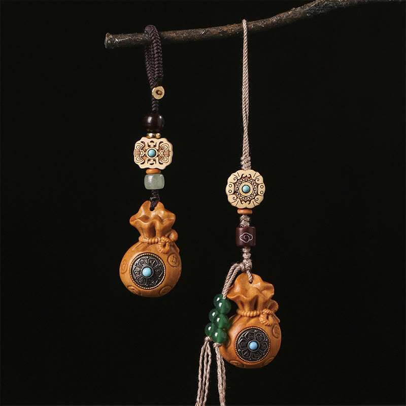 Sandalwood Small Leaf Red Sandalwood Green Sandalwood Om Mani Padme Hum Calm Key Chain Phone Hanging Decoration