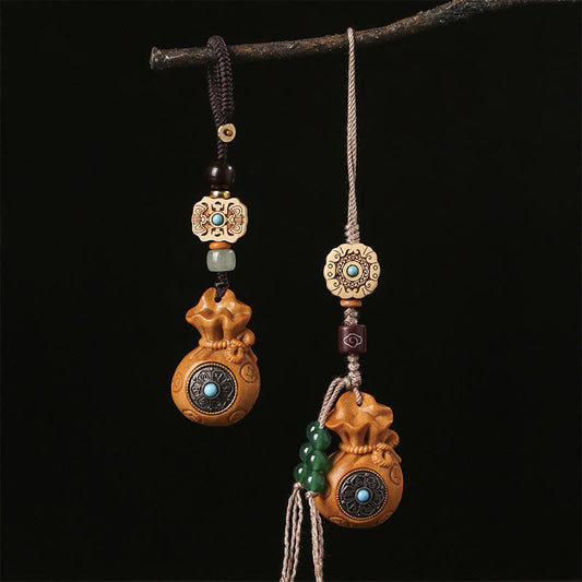 Sandalwood Small Leaf Red Sandalwood Green Sandalwood Om Mani Padme Hum Calm Key Chain Phone Hanging Decoration
