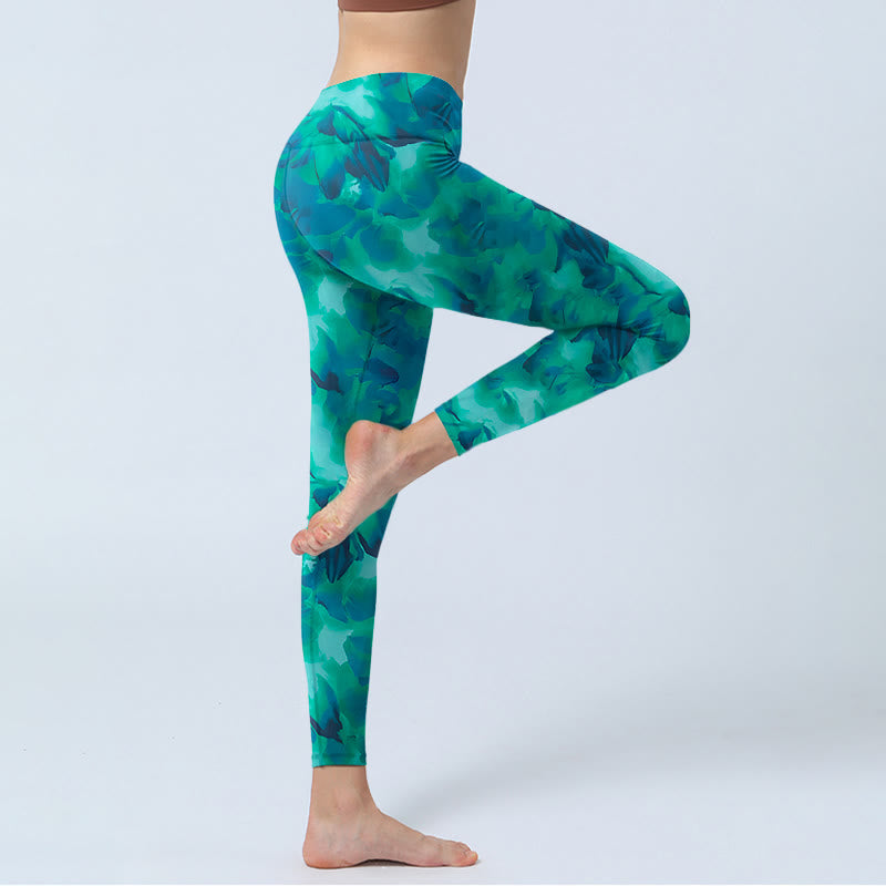 Floral Print Gym Leggings Women's Yoga Pants